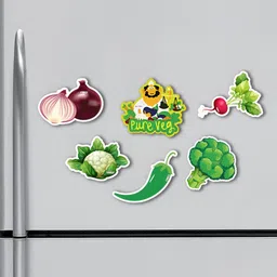 ARTBUG 6 Pieces Green & White Vegetables Printed Decorative Magnets-picture-13