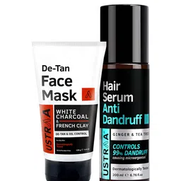 Ustraa Set of Anti Dandruff Hair Serum 200 ml & De Tan Face Mask Oily Skin 125 g-16