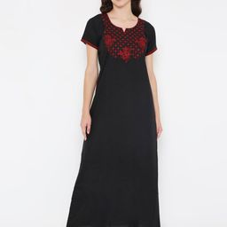 Sand Dune Floral Embroidered Maxi Nightdress-image-84