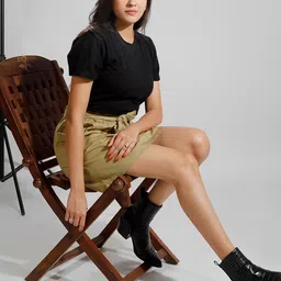 Dream of Glory Inc Women Khaki Solid Mini A-line Skirt-picture-43