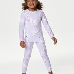marks & spencer Girls Unicorn Print Sweatshirt & Joggers Set image 1