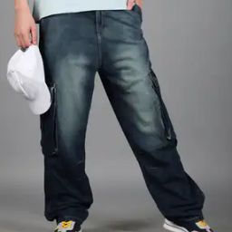 Shein Full Length Heavy Wash Cargo Style Jeans-image-23