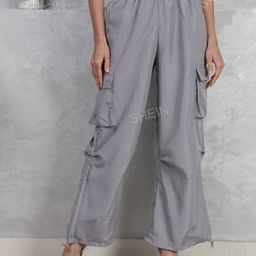 Shein Street Full Length High Rise Cargo Parachute Track Pants-image-65