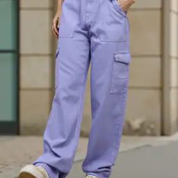 Shein Full Length Straight Fit Cargo Jeans With Pockets-image-77