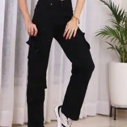 Shein Full Length Clean Wash Panelled Cargo Jeans-picture-28
