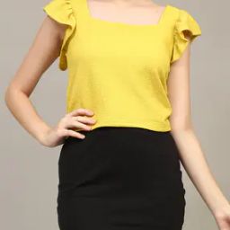 Shein Square Neck Ruffle Sleeve Crop Top-50