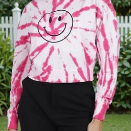 Shein Graphic Chest Print Tie & Dye Fuchsia Pullover-image-59