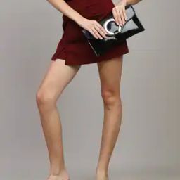 Shein High Waist Pleated Slit Mini Skorts-image-53