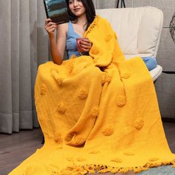 urban space Chevron Pattern Single Throw Blanket with Tassels image 2