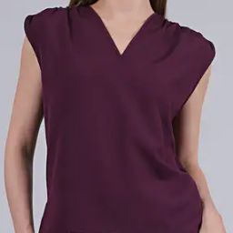 Shein Elegant Medium Length Cap Sleeves Ruched Shoulder Loose Fit Crop Top-image-81