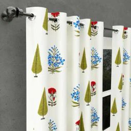 jaipur fabric Floral Print Window Curtain with Eyelets Header image 2