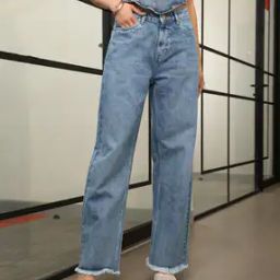 Shein Full Length Frayed Hem Straight Fit Jeans-image-95
