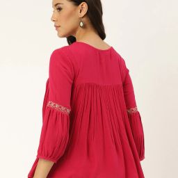 rangmayee Printed A-line Tunic with Tie-Up image 3