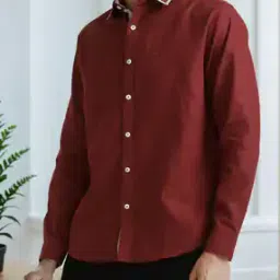 Shein Spread Collar Checked Trim Full Sleeves Shirt-image-1