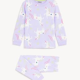 marks & spencer Girls Unicorn Print Sweatshirt & Joggers Set image 4