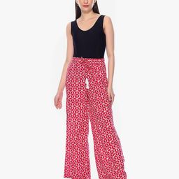 shyla Geometric Print Palazzos with Drawstring Waist image 4
