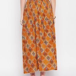 clora creation Printed Flared Skirt with Elasticated Drawstring Waist image 4