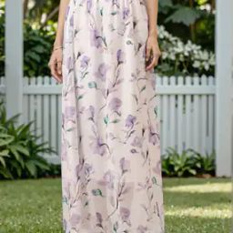 Shein Elasticated Waist Floral Print A-line Maxi Skirt-image-46