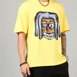 Shein Drop Shoulder Graphic Chest Print Crew Tshirt-image-92