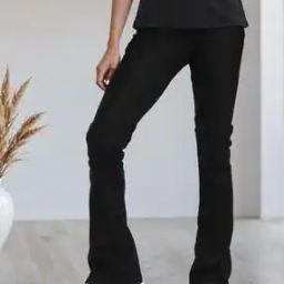 Shein Full Length High Rise Panelled Flared Track Pants-picture-30
