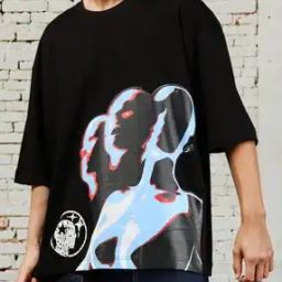 Shein Drop Shoulder Graphic Front Print Crew Tshirt-image-83