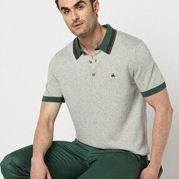 Men Regular Fit Cotton Polo T-Shirt with Contrast Collar-image-86