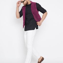 even Textured Nehru Jacket with Insert Pockets image 5
