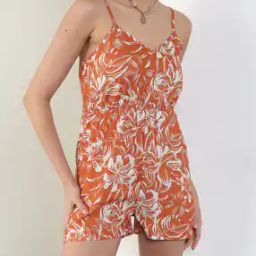 Shein Strappy Sleeves Floral Print Playsuit-image-7
