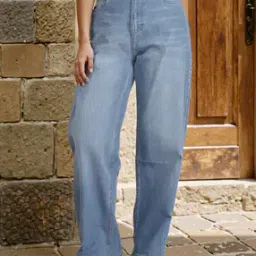 Shein Full Length High Rise Mid Wash Jeans-image-78