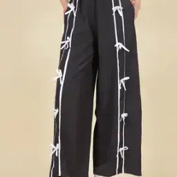 Shein Full Length Wide Track Pants With Bow Detail-image-8