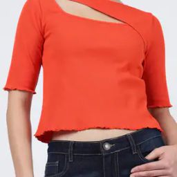 Shein Short Sleeve Front Cut-Out Ribbed Fitted Top-image-57