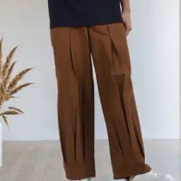 Shein Ankle Length Pleated Trousers with Pockets-image-49