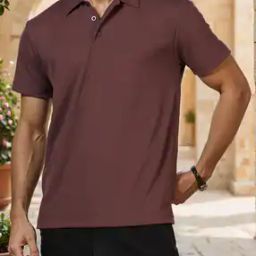 Shein Short Sleeves Vented Hem Textured Polo Tshirt-image-88