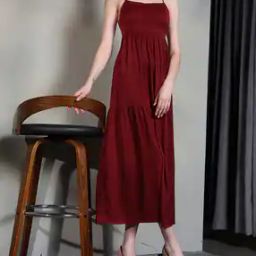 Shein Party Spaghetti Strap Backless Midi A-line Dress-image-2