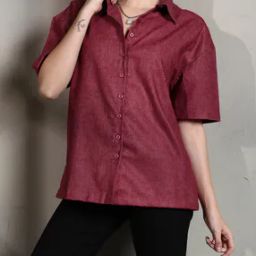 Shein Spread Collar Drop-Shoulder Sleeves Oversized Fit Shirt-image-37