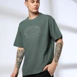 Men Printed Oversized Fit Crew-Neck T-Shirt-image-9