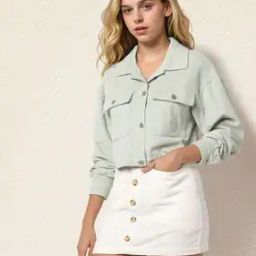 Short Corduroy Jacket with Flap Pockets-picture-51