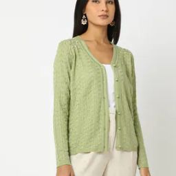 Women V-Neck Button-Down Cardigan-12