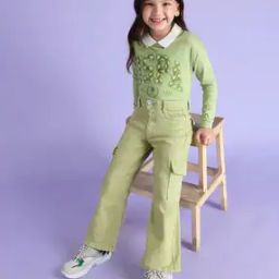 Girls Mid-Rise Flared Cargo Jeans-picture-46