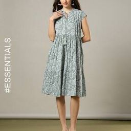 Women Floral Print Cotton Tiered Dress-image-48