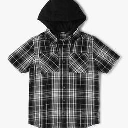 Boys Checked Regular Fit Hooded Shirt-picture-51