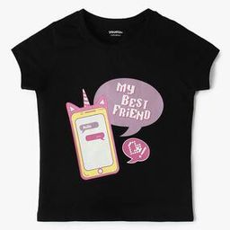 Girls Graphic Print Regular Fit Crew-Neck T-Shirt-image-86