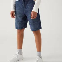 Boys Lightly washed Regular Fit Denim Shorts-picture-50