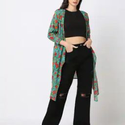 Floral Print Flared Shrug-16