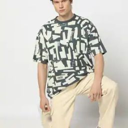 Men Geometric Print Relaxed Fit Crew-Neck T-Shirt-image-64