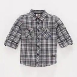Boys Plaid Checked Cotton Shirt-image-34