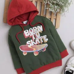 Boys Typographic Print Regular Fit Hoodie-image-2