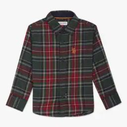 Checked Shirt with Spread Collar-image-35