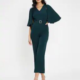 Women Flutter Sleeve Waist Tie-Ups Basic Jumpsuit-picture-1