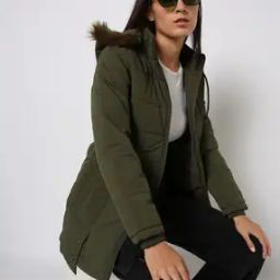 Padded Zip-Front Hooded Jacket-image-10